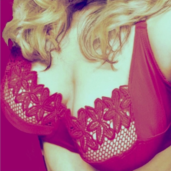 VINTAGE Sexy Red Floral Lattice Lacey Burlesque Lingerie Bra Full Figured »2 HOT - Picture 2 of 13